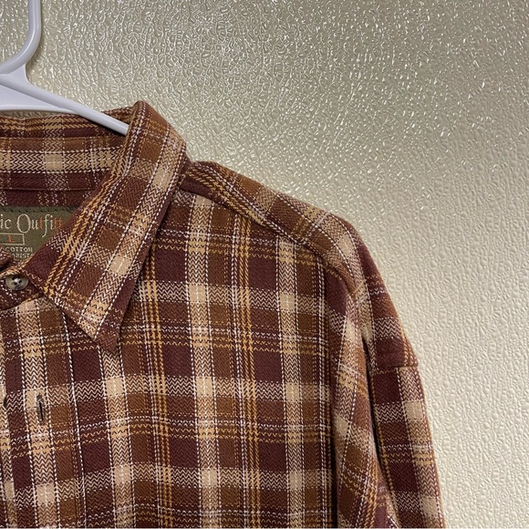 Vintage Plaid Cotton Flannel Brown Men's Shirt - Picture 4 of 7